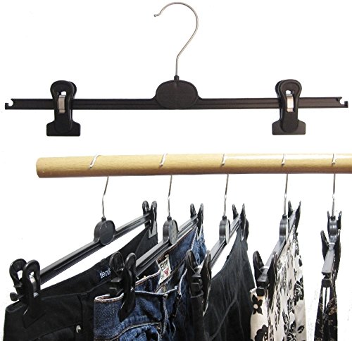 Hagspiel Kleiderbügel 20 Stk. Kleiderbügel aus Kunststoff, schwarz, mit 2 extra starken verschiebbaren Klammern, 40 cm
