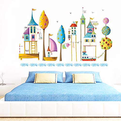 Preisvergleich Produktbild Wandaufkleber ZOZOSO Kinder Wasser Vergnügungspark Cartoon Wandaufkleber Baby Kindergarten Hintergrund Dekoration Selbstklebende Wandaufkleber