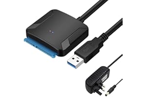 BAOLONGKING Cavo adattatore da USB a Sata con spina standard britannica, connettore da USB 3.0 a SATA a 22 pin per unità SSD/HDD da 2,5" da 3,5"