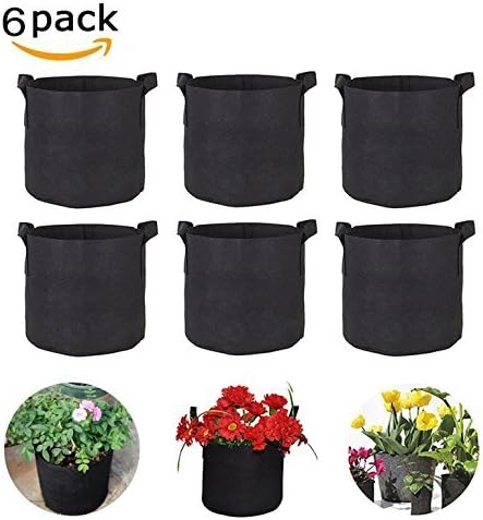 WChanping 6 Pack Reusable Fabric Pot Plant Root planter Container Grow Bag Planter (6 Pack 7 Gallon)