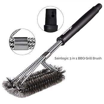 Sainlogic Grillbrste 3 In 1 Barbecue Grill Brste Reinigungsbrste Mit Edelstahlborsten Ideal Fr Barbecue Gasgrill Elektrogrill