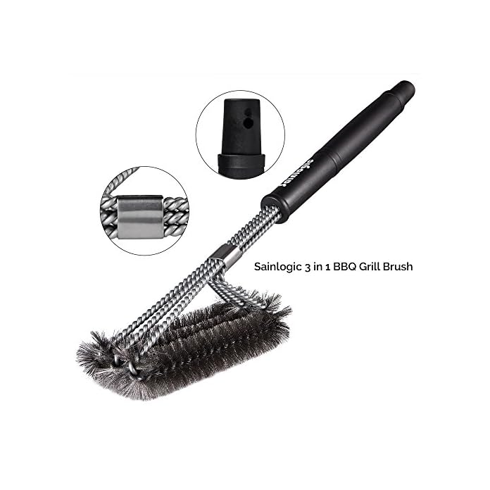 Sainlogic Grillbrste 3 In 1 Barbecue Grill Brste Reinigungsbrste Mit Edelstahlborsten Ideal Fr Barbecue Gasgrill Elektrogrill