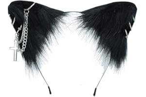 VIGVAN Kot Cosplay akcesoria punk-gotyk krzyż kocie uszy opaski na czoło klipsy (czarne)