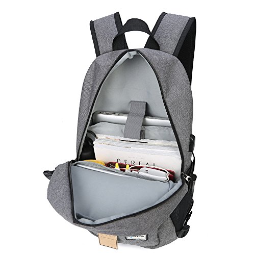 Laptop Rucksack mit USB Ladeanschluss   Fresion Oxford College Schulrucksack Jungen M  dchen Teenager Gro   Schultasche f  r 15 zoll Notebook Lenovo  