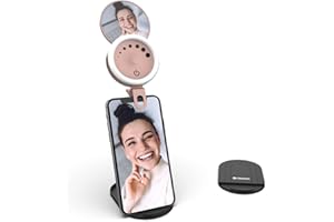 W IWOTTO iWotto Anello di Luce LED per Cellulare con Supporto e Specchio - 3 Modalità e 7 Intensità di Luce -Anello Luminoso per Selfie -Luce Anulare Ricaricabile USB- 24 LED Universali per Smartphone, Tablet