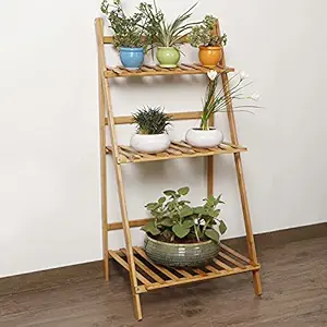 HOKIPO Eco-Friendly Bamboo Plant Stand for Living Room, Balcony, Garden | Plant Display Rack, 97 cm (AR-3655)