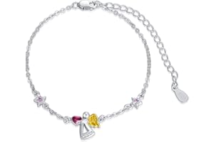 AOBOCO Bracciale dell'angelo custode Bracciale dell'angelo in argento sterling 925, regali di battesimo, comunione e compleanno per ragazze e bambini (viola)