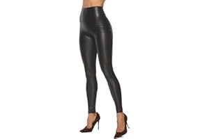 STARBILD Wet Look Faux Leather Leggings, Butt Push Up High Waist Leather Leggings Full Length Tight Leather Legging Trousers for Women