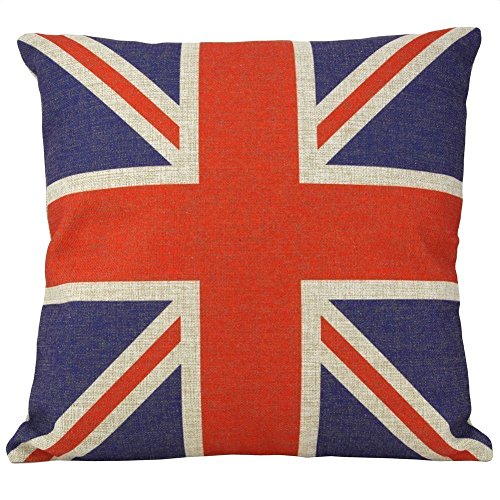 B Lyster Shop en Lin/Coton Couvre-lit décoratif Taie d'oreiller Housse de Coussin Union Jack Taie d'oreiller 18 x 18