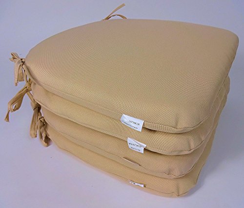 Set 4 x Stuhlkissen / Sitzkissen Altea mit Schleife 38 x 40 cm Dicke 4 cm , Fb. beige , Polyester - 2