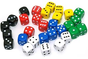 NCS35® 18 Colourful Plastic RANDOM COLOUR SELECTION Game Dice 14mm – Multi-Use Dice for Board Games, Role-Playing, Poker, Loudu, Cards and Party Games indoor and Outdoor Use