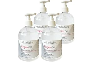 >ITSANITIZING Hygen Gel, Igienizzante Mani, Alcool 75%, Con Aloe Vera e Timo, Senza Risciacquo, Profumato al Limone - 4 Flaconi da 500 ml - 2 litri