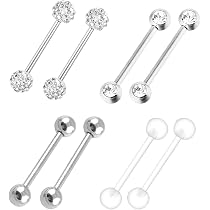 6 Paires Anneaux Mamelon 14G Acier Inoxydable 316L - Cœur, Papillon, Lune, CZ, Fleur - Bijoux Piercing Mignon