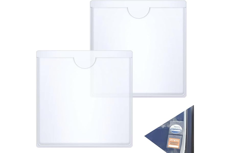 Kaelix Car Parking Permit Holder 2-Pack – Clear Adhesive-Free Windshield Display Sleeves for Parking Pass, Tickets, Licenses – Reusable, Easy Install, No Residue, Universal Fit for Cars