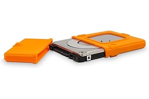 Fantec - Housse de protection pour HDD et SSD 2.5" - absorbe les vibrations les chocs et les coups - compatible avec station d'accueil- Housse en silicone orange