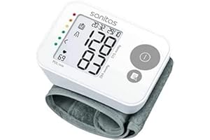 Sanitas SBC 22 Tensiomètre au poignet, mesure entièrement automatique de la tension artérielle et du pouls, fonction d'alerte en cas d'éventuels troubles du rythme cardiaque, Écran LCD