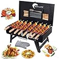 HOTLIFE BIG XXL SIZE Foldable Briefcase Charcoal Grill/Portable BBQ-0245 Lightweight Simple Grill for Outdoor Cooking Camping Picnics Travel Barbecue Grill Suitcase with 8 Skewers, 1 Grill & 1 Tong Charcoal Grill