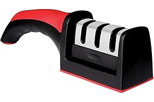 XE XPERT EXCELLENCE XE Kitchen Knife Sharpener – 3 Stage Manual Knife Sharpeners for Sharpening Home and Restaurant Knives - Ceramic Stone, Tungsten Carbide Plates Tool
