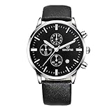 Easy Go Shopping Männer Quarzuhr Rundes Zifferblatt Kalenderanzeige Kleines Zifferblatt Design mit PU-Lederband (Artikelnummer : Wa1251bs)