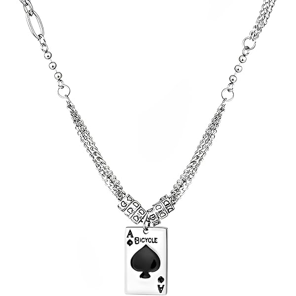 VASSAGO Collana Con Ciondolo Carte Da Poker In Acciaio Inox - Design Hip Hop E Gotico, 60cm, 24x40mm, Regalo Per Uomo E Donna - 5