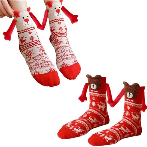 Calze Natalizie Magnetiche Con Mani - Taglia Unica, Cotone, Per Coppie E Amici, Regalo Divertente