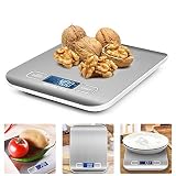balanza de cocina digital ➤Fácil de Usar: Destapar la una cubierta de protección azul en la superficie,escala de Cocina Con una pantalla LCD azul clara rápidamente para alternar entre g/kg/lb/oz/ml,satisfacer su demanda de medir cosas diferentes.