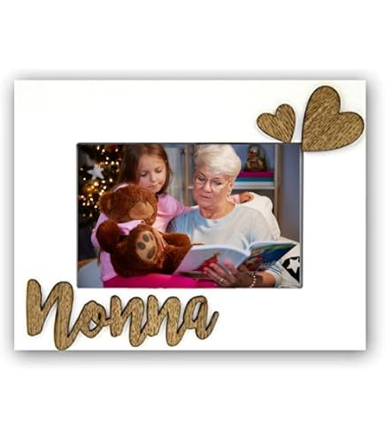 Cornice Personalizzata Per Nonni | Portafoto In Legno Laccato Con Scritta 'Nonni Ti Voglio Bene' | Formato 13x18 Cm Verticale | Stampa Foto Inclusa - 3