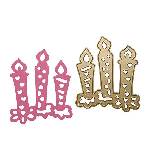 Amazingdeal365 3PCS Kerz Metall Form Stanzschablonen Schablonen Schneiden DIY Dekor Sammelalbum Karten Buchzeichen Lesezeichen als Geschenk für Freunde Geburtstag Kinder,Kindergarten Hobby Schule Handarbeit Unterricht usw. Ein tolles Geschenk!