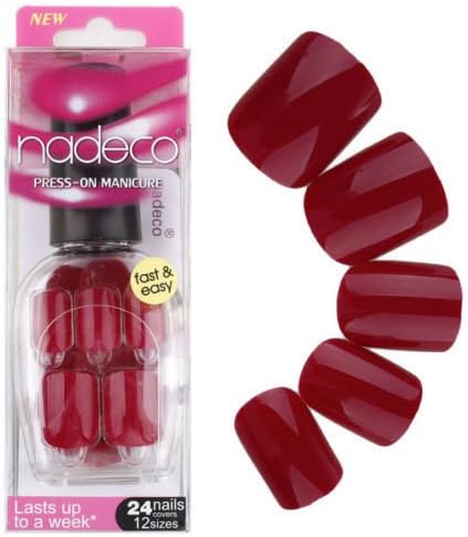 Nadeco False Nails Art Tips Accessories Press On Manicure Full Cover 24 Pcs Color 032