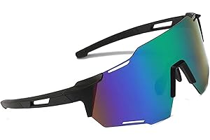 YQBFTC Lunette de Cyclisme Polarisées, Anti UV 400 Lunette de Soleil Sport Polarisée, Unisex Lunette Velo Route Pour Sport, Lunette de Cyclisme Coupe Vent et Anti Buée pour Conduite, Golf, Ski(E)