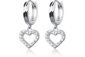 SLUYNZ 925 Plata de ley Delicada CZ Corazón Esperanza Pendientes para Mujeres Chicas Adolescentes Dulce Amor Corazón Gota Pendientes