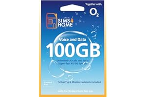 SIMS4TRAVEL O2 Sim Card Preloaded with UNLIMITED UK Calls, Texts & 100GB of 4G/5G Data. (Valid for 30 days). No Contracts, No Commitments, No Credit Checks, No Tie-ins, No Personal ID. Simple to renew