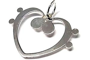 Minoplata Colgante Claves de FA corazón de Plata de Ley un diseño Hacer Amiga Que Adora la música