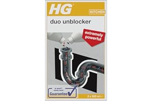 HG Duo Unblocker, Powerful Drain Cleaner, for Kitchen Sink or Bathroom Pipes - 2 x 500 ml