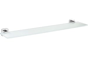 tesa® Elegaant tablette en verre, adhésif, chromé, design unique, garanti inoxydable, 123 mm x 600 mm x 50 mm