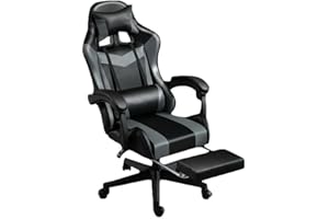GENERIC Gaming Chair Ergonomic Computer Chair Office Chair Desk Swivel Chair Adjustable Reclining Footrest Cushion Grey New!