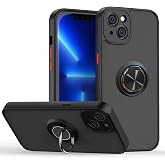 Coverzone iPhone 15 ile uyumlu Kılıf Thunder Hux Y&uuml;z&uuml;kl&uuml; Kapak Şık ve Dekoratif Model Stand Olabilen 360&deg; D&ouml;nebilen Y&uuml;z&uuml;k Apa