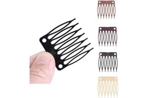 YANTAISIYU 50 Stück Steckkämme Haarkamm Slides Kunststoff Perücke Clips für Kappe Kämme 7 Zähne Haarspangen (Schwarz)