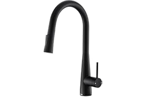 Tohlar Black Kitchen Tap With Pull Out Spray - Stainless Steel Mixer Sink Tap in Matte Black Finish