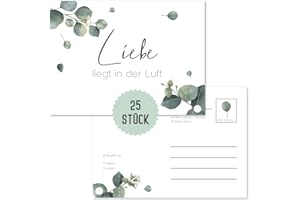 ‎THINGS OF HAPPINESS Things of Happiness Ballonflugkarten Hochzeit wetterfest Hochzeitsspiel | Flugkarten für Luftballons extra leicht und gelocht (Boho Eucalyptus (25 Stück))