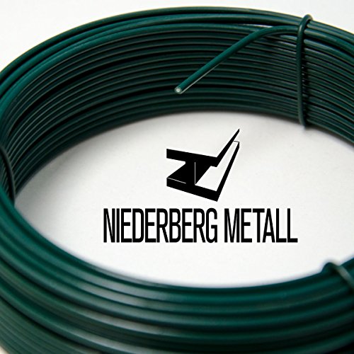 NIEDERBERG METALL 25m Bindedraht Spanndraht Ø 2,0mm Basteldraht Gartendraht Zaundraht Metall Zaun Zubehör Draht Drahtrolle Maschendraht | PVC-Ummantelung | Grün - 3