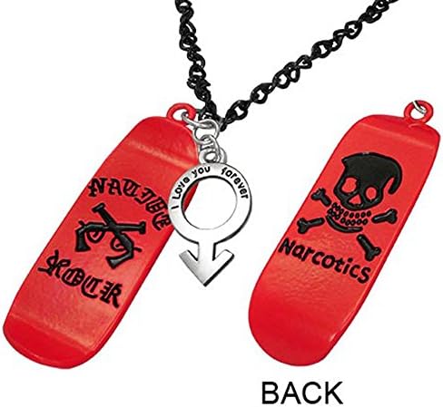 Zense – pendentif-collier Stainless Steel Skull Charm and Red Gay zp0087