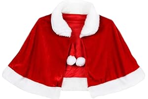LUYANFX Weihnachten Santa Umhang Weihnachtsmantel Cape Mädchen Weihnachtsfrau Kostüm Kinder Rot Samt Mantel Weihnachtens Umhang für Weihnachten Kostüm Party (Kinder)
