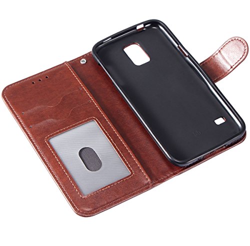 Galaxy S5 Hülle, S5 Hülle, LANOU Ledertasche im Bookstyle Handyhülle mit Ständer + Kartenfach PU-Leder Tasche Flip Handys Case Multifunktionale Brieftasche Etui Schutz Hülle für Samsung Galaxy S5 / i9600 (Kaffee Braun) - 6