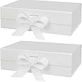 YHOME 2 Pack Large Gift Box with Lids 10.2x 6.6x 4.3 Inches, Magnetic Gift Box for Presents with Lid for Women, Paper Wedding Favor Boxes,Birthday Gift Box Bulk, Party Favor Boxes (White)