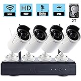 CHUANGLAN Wireless Cctv Camera Systems 4 Ch 960P Wifi Nvr 2Tb Hdd Security Camera Kits With 3.6Mm Lens Ip66 Weatherproof Ir 20M Bullet Camera