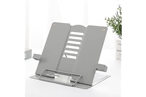 KETIEE Atril para Libros de Metal Plegable, Soporte Libros para Estudiar Soporte de Lectura para Libros Ajustable Atril Estudio Oposiciones Soporte de Lectura de Cocina, Gris