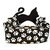 Schwarze Katze auf weißen Pfötchen - Handgefertigt