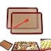 Produktbild oucles Silikon Backmatten Set von 2, Antihaftbeschichtung Half Tabelle (Dick & groß 11 5/20,3 cm X 16 1/5,1 cm) Silikon Kofferraumwanne für Backen Pfannen und grills- Gebäck, Cookie, Brot, Bonus 1 Stück Backpinsel (20,3 cm)
