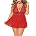 Produktbild Spitzen Große Größe Kleid Damen, Sunday Mode Dessous Plus Size Lace Versuchung Unterwäsche Übergröße (Rot-4, 2XL)